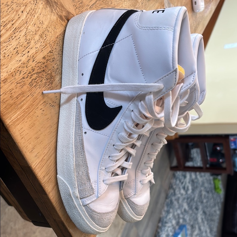 Nike White and Black High-Top Sneakers